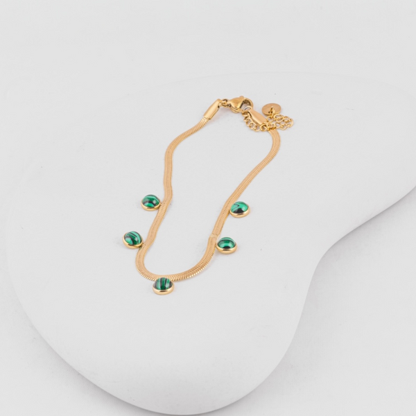 Green Emerald Drop Snake Bracelet