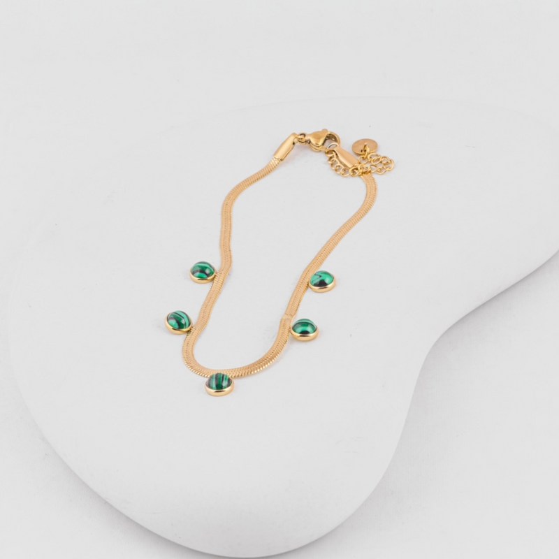 Green Emerald Drop Snake Bracelet