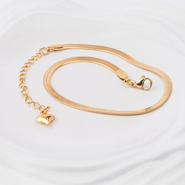 Golden Heart Snake Bracelet