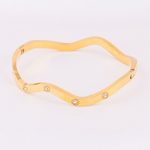 Wave Crystal Gold Bracelet