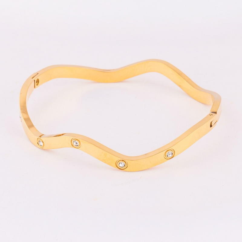 Wave Crystal Gold Bracelet