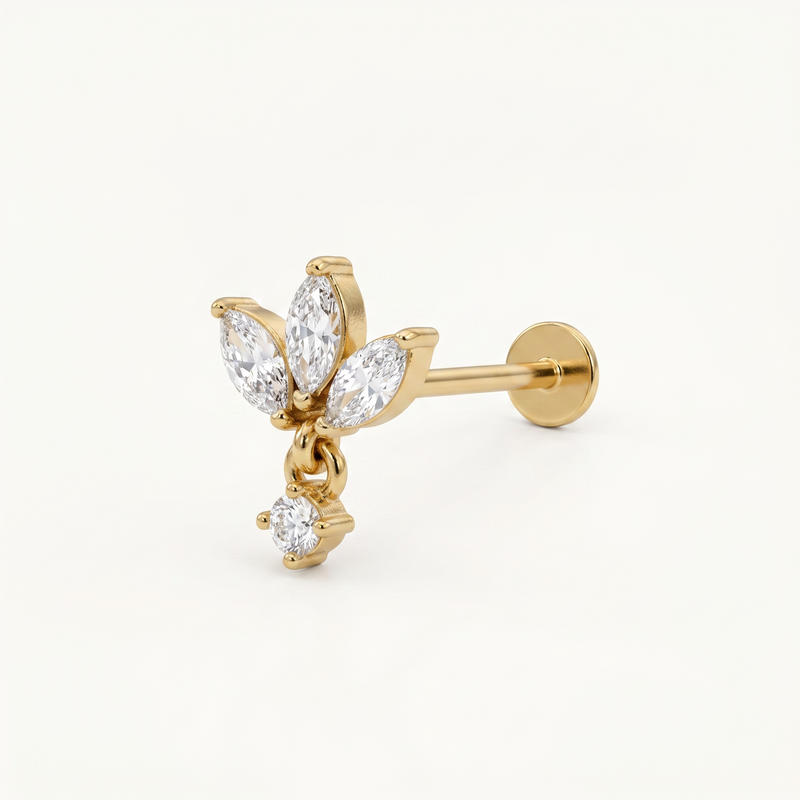 Crystal Leaf Drop Helix Climber (Left & Right Ear)