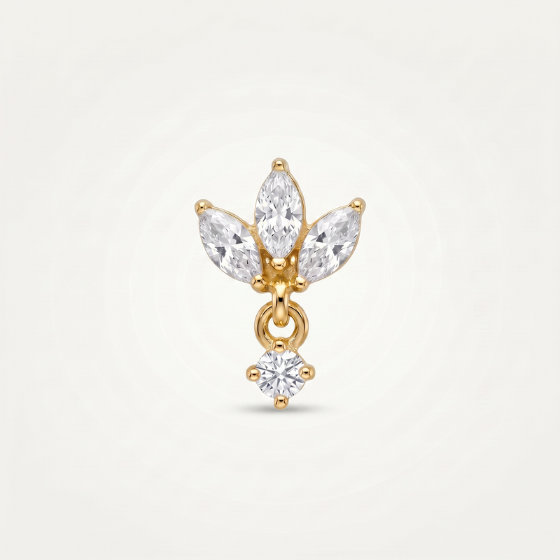 Crystal Leaf Drop Helix Climber (Left & Right Ear)
