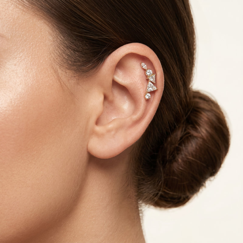 Geometric Triangle Helix Climber (Left Ear)