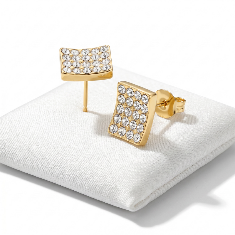 Pave Square Studs