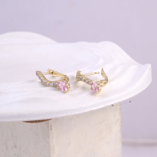 Single Pink Stone Drop Huggies