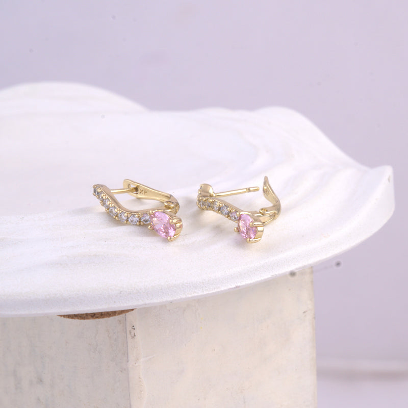 Single Pink Stone Drop Huggies