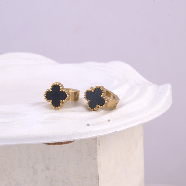 Noir Clover Hoops